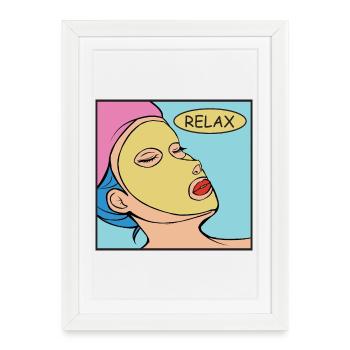 Masque facial Relax Pop Art - Affiche encadrée (27 × 37 cm) - blanc - Devant