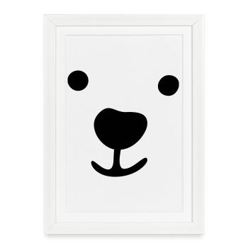 Ours polaire visage cadeau de Noël idée bande dessinée pour enfants - Affiche encadrée (27 × 37 cm) - blanc - Devant