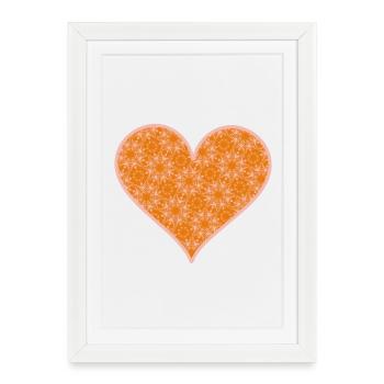Cœur orange rose - Affiche encadrée (27 × 37 cm) - blanc - Devant