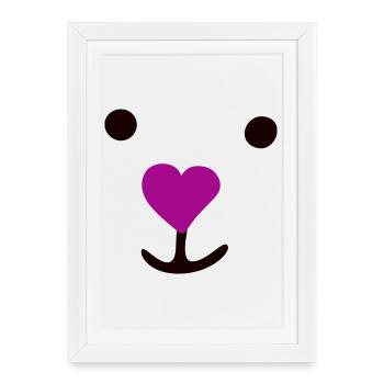 Ours polaire Chambre des enfants Coeur Nez Animal Amour Enfants - Affiche encadrée (27 × 37 cm) - blanc - Devant