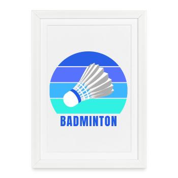 badminton, badminton sport, club de badminton - Affiche encadrée (27 × 37 cm) - blanc - Devant