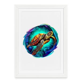 Tortue marine - Affiche encadrée (27 × 37 cm) - blanc - Devant