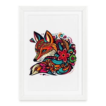 Fox - Framed poster (27 × 37 cm) - white - Front