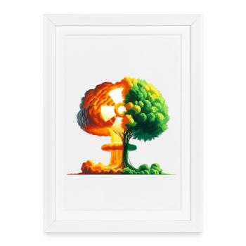 Arbre de la Vie et Explosion Nucléaire - Affiche encadrée (27 × 37 cm) - blanc - Devant