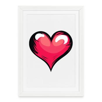 stylish heart design in red, black and white - Framed poster (27 × 37 cm) - white - Front