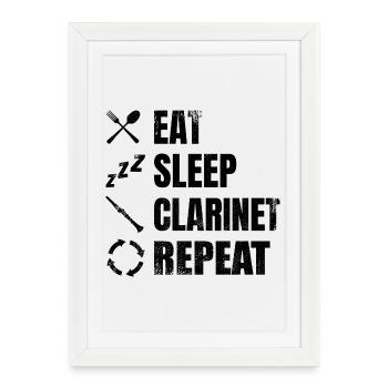 Routine quotidienne du clarinettiste - Affiche encadrée (27 × 37 cm) - blanc - Devant