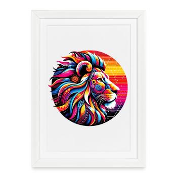Lion - Framed poster (27 × 37 cm) - white - Front