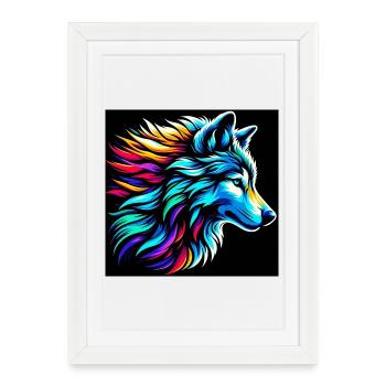 Loup - Affiche encadrée (27 × 37 cm) - blanc - Devant