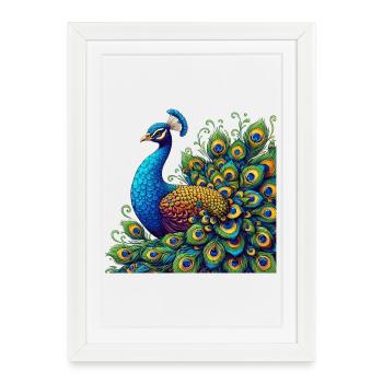 Paon - Affiche encadrée (27 × 37 cm) - blanc - Devant