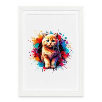 Chat - Affiche encadrée (27 × 37 cm) - blanc - Devant