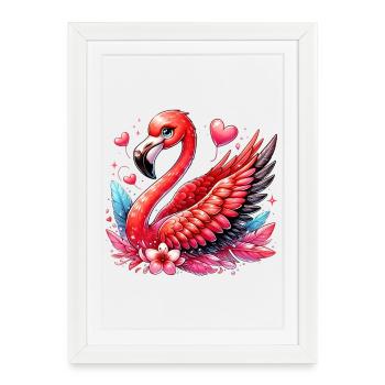Flamant - Affiche encadrée (27 × 37 cm) - blanc - Devant