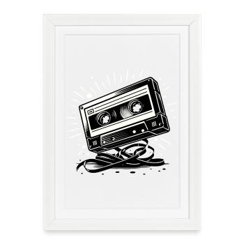 Music cassette in retro style 80s and 90s style - Framed poster (27 × 37 cm) - white - Front
