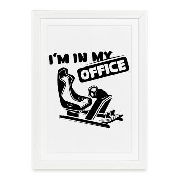 Sim racing office dictons racer icône de jeu drôle - Affiche encadrée (27 × 37 cm) - blanc - Devant