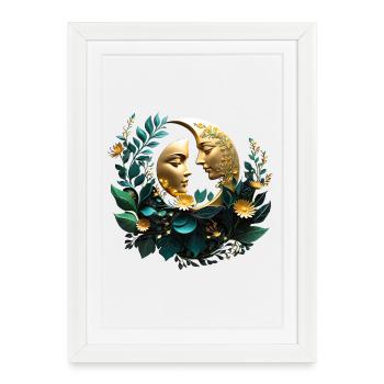 Two decorated crescent moons - Framed poster (27 × 37 cm) - white - Front