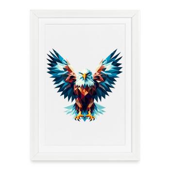 Aigle polygonal - Affiche encadrée (27 × 37 cm) - blanc - Devant