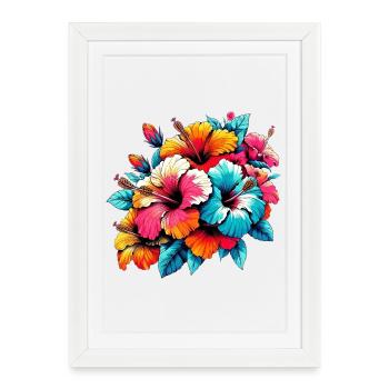 Fleurs d’hibiscus - Affiche encadrée (27 × 37 cm) - blanc - Devant