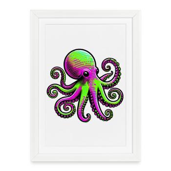 Octopus - Framed poster (27 × 37 cm) - white - Front