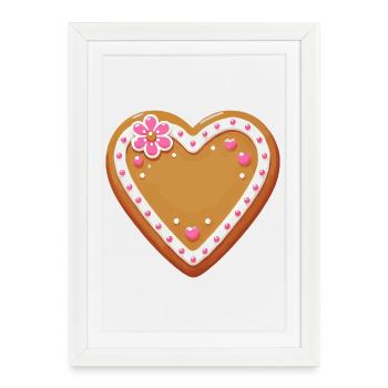 Cœur en pain d’épices : Tradition sucrée et amour combinés - Affiche encadrée (27 × 37 cm) - blanc - Devant