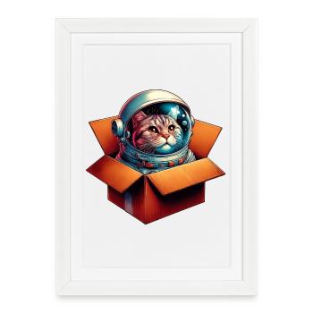 Astronaut Cat - Framed poster (27 × 37 cm) - white - Front
