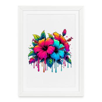 Fleurs d’hibiscus - Affiche encadrée (27 × 37 cm) - blanc - Devant