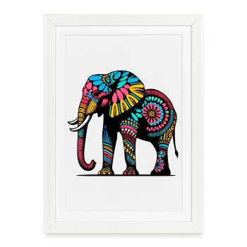 Éléphant - Affiche encadrée (27 × 37 cm) - blanc - Devant