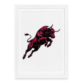 Taureau - Affiche encadrée (27 × 37 cm) - blanc - Devant