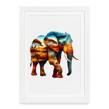 Éléphant - Affiche encadrée (27 × 37 cm) - blanc - Devant