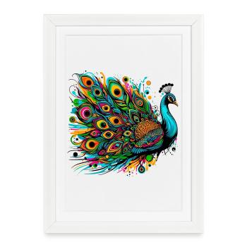 Peacock - Framed poster (27 × 37 cm) - white - Front