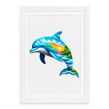 Dauphin - Affiche encadrée (27 × 37 cm) - blanc - Devant