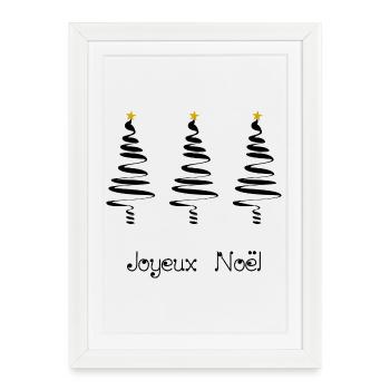 SAPIN. NOËL. MERRY CHRISTMAS. BONNE ANNEE - Affiche encadrée (27 × 37 cm) - blanc - Devant