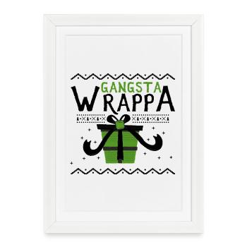 gangsta wrappa noël drôle de cadeau noël - Affiche encadrée (27 × 37 cm) - blanc - Devant