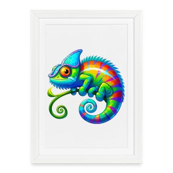 Caméléon - Affiche encadrée (27 × 37 cm) - blanc - Devant