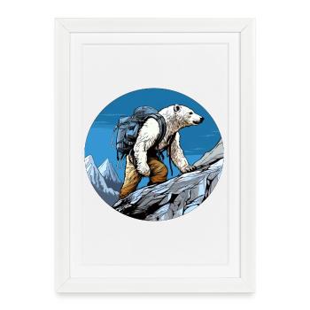 Ours polaire Randonnée / Alpiniste Ours polaire - Affiche encadrée (27 × 37 cm) - blanc - Devant