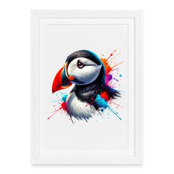 Puffin - Framed poster (27 × 37 cm) - white - Front