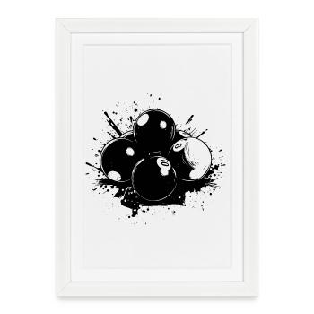 Boules de billard Street Art - Affiche encadrée (27 × 37 cm) - blanc - Devant