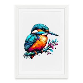 Kingfisher - Framed poster (27 × 37 cm) - white - Front