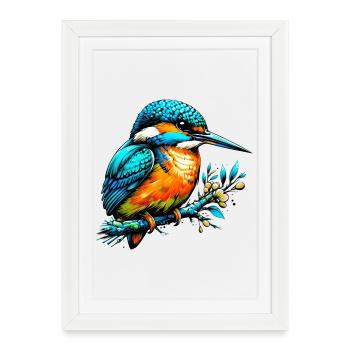 Kingfisher - Framed poster (27 × 37 cm) - white - Front