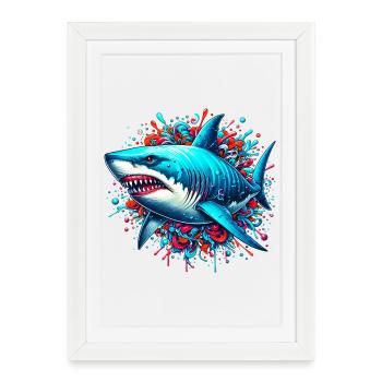 Requin - Affiche encadrée (27 × 37 cm) - blanc - Devant