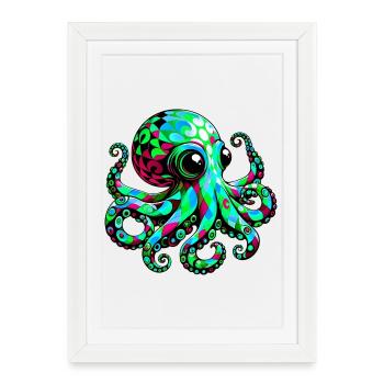 Octopus - Framed poster (27 × 37 cm) - white - Front
