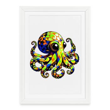 Pieuvre - Affiche encadrée (27 × 37 cm) - blanc - Devant
