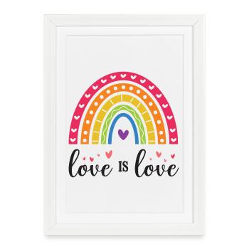 Mois de la fierté LGBT - Love is Love - Affiche encadrée (27 × 37 cm) - blanc - Devant