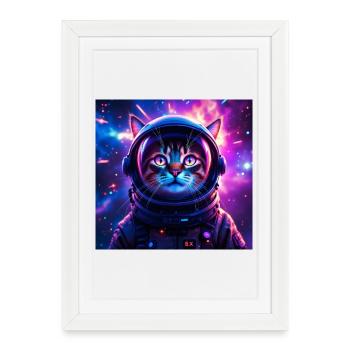 Chat de l’espace - Affiche encadrée (27 × 37 cm) - blanc - Devant