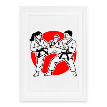 Karaté Kumite - Affiche encadrée (27 × 37 cm) - blanc - Devant