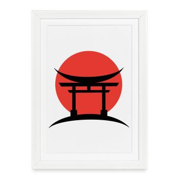 Abstrait Dégradé Japonais Torii - Affiche encadrée (27 × 37 cm) - blanc - Devant