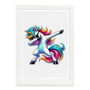 Dab Licorne Dabbing Licornes Fille Licorne - Affiche encadrée (27 × 37 cm) - blanc - Devant