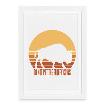 Silhouette de buffle drôle et audacieuse au coucher du soleil - Affiche encadrée (27 × 37 cm) - blanc - Devant