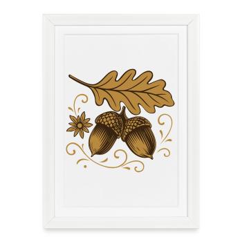 Acorns with leaves – autumn design - Framed poster (27 × 37 cm) - white - Front