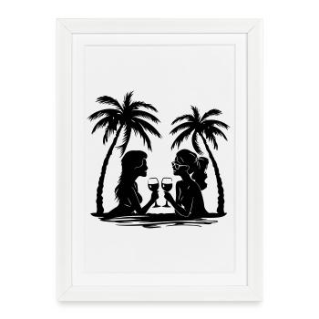 Palmiers pour femmes Relax - Affiche encadrée (27 × 37 cm) - blanc - Devant
