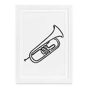 Flugelhorn Sketch Gift for Musician - Framed poster (27 × 37 cm) - white - Front