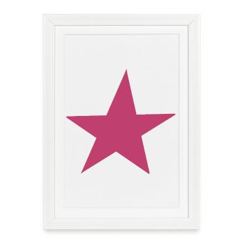 Art étoile rose sur les vêtements - Affiche encadrée (27 × 37 cm) - blanc - Devant